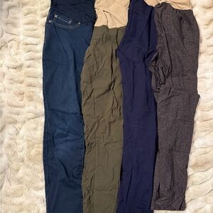 Motherhood maternity bundle of Four Women's Pants Jeans, Olive, Navy, and Gray